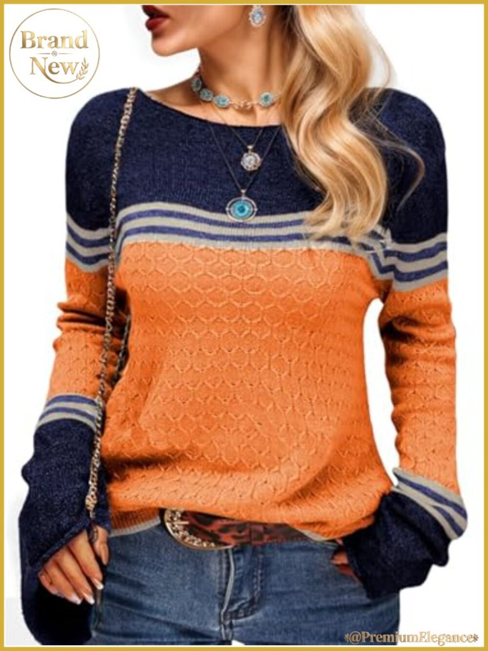 Women's Sweater Fall Pullover Long Sleeve Viscose Colorblock Crew Neck Casual
